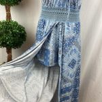 No Boundaries  Blue & White Paisley Print Attached Shorts Sleeveless Maxi Dress S Photo 3