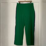 Rachel Zoe High Rise Wide Leg Side Stripe Pull On Linen Pants in Green Size L Photo 1