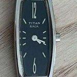 Raga Titan Ladies Watch Two Tone Bracelet Rectangular Black Dial Photo 0