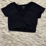 Garage Black Ribbed Deep V-Neck Fitted Crop Top Size PS Photo 1