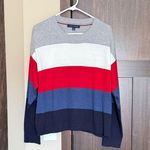 Tommy Hilfiger Women's Multi-Stripe Logo Bubble Logo Crewneck Sweater Size Large Photo 1