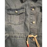 Ashley Vintage Charm Cropped Denim Jacket 3/4 Sleeves Drawstring Raw Hem Sz XL Blue Photo 1