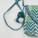 Steven By Steve Madden  Woven Crossbody Bag Purse PVC Cotton Blues Gold NWT Photo 2