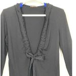 XCVI Black Top Hoodie Pull Over Long Sleeve Deep V Neck Womens Size Small Photo 1