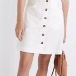 Madewell Linen-Cotton Puff-Sleeve Mini Dress Cream size 10 Photo 0