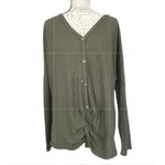 Green Tie Front Waffle Knit Tunic Top Size 2X NEW Photo 2
