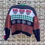 Loft Y2K Sweater Ugly Christmas Holiday Cardigan Patchwork Americana red green Photo 2