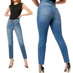 Good American  Good Classic Raw Hem High Rise Slim Straight Stretch Jeans 0 25 Photo 1