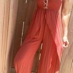 Essue e.ssue Strapless Split Leg Jumpsuit Lace Up Front pink S Photo 0