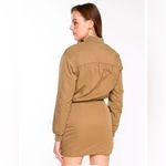 ZARA NWT Padded Short Mini Bomber Dress Olive Green Full Zip Blogger Favorite SM Photo 2