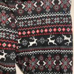 Faded Glory  Womens Christmas  Leggings M 8 10 Fleece Black Red White Reindeer Photo 1