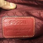 Fossil  red leather shoulder bag 12”‎ x 9” Photo 5