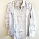 Faherty Top Malibu Linen Button Up Shirt in Pier Stripe Blue & White Sz S NWT Photo 6