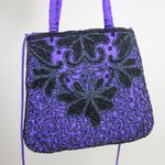 Vintage Purple Beautiful Beaded Stitch Mini Bag Purse Photo 3