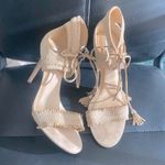 Badgley Mischka  BOMBAY Stiletto Heeled Suede Sandals Nude/Cream Size 10 Photo 2