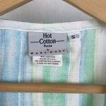 Linen Blend Blue Striped Sleeveless Tank Top From Hot Cotton S Size undefined Photo 3