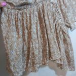 Fourteen & 9th  Floral Tan Floral Blouse with Flutter Sleeves Boho Prairie Size M Photo 3