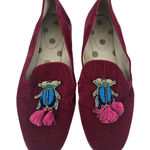 Boden Velvet Beaded Bug Tassel Loafer Flats Burgundy Women Size 41 Purple Photo 0