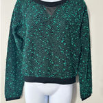 Hunter Dixon Textured Knit Sweater Green Black Long Sleeve Size Small Photo 0