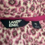 Lands' End  1/4 Zip Fleece Pullover Jacket Sweater Size 18 EUC Pink Leopard Print Photo 4