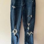 Abercrombie & Fitch Curve Love The Skinny High Rise Distressed Dark Wash Jeans Photo 0