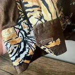 Miami Vintage 70s Disco Mod Tiger All Over Art Cat Print Brown Button Shirt Photo 4