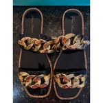 Brand New Lauren Lorraine Women's Size 9 Chan Black Gold Chain Slip on Sandals Photo 1
