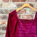 Anthropologie  Velvet Puff Sleeve Smocked Long Sleeve Blouse Top Shirt, XS Photo 2