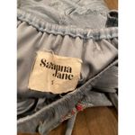 Savanna Jane off the shoulder Romper Blue Shimmer mettalic Floral Embroidered S Photo 7