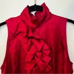 Moda International Crimson Ruffle Blouse 100% Silk Small Elegant Party Dark Pink Red Photo 1