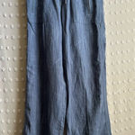 Athleta Cabo Linen Textured Wide Leg Pant Sz 8 Tall Blue Photo 0