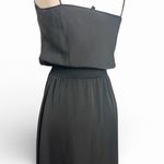 Theory Black Midi Ribbed Waistline Silk Dress Photo 4