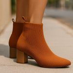 Joie  neeley dark Carmel stretchy ribbed ankle boots. Ankle Boots Photo 0