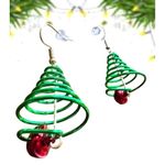 Christmas Tree Earrings Jingle Bells New Dangle Hooks Festive Holiday Pa… Green Photo 8