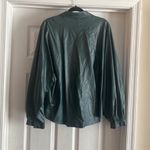 Prologue  Hunter Green Faux Leather Button Up Shirt Photo 4