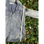 y2k CHALC Distressed Denim Button Up Long Sleeve Shirt Size Medium Blue Photo 7