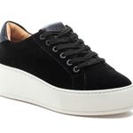 Jslides women’s Maya Platform suede Sneaker size 8 black/white Black Photo 0