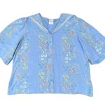 Vintage 80s Floral Blue Button Up Blouse Size 24W Photo 0