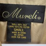 Vintage Mureli Silk Bomber Jacket S Gold Button Up Watercolor Artsy Art Photo 2