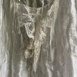 Lida Baday White Ruffled Sleeveless Tank Top Women's 10 Lace Sheer Silk Blend Photo 1