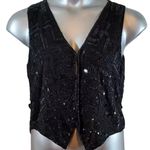 vintage 90s Rachna black sequin beaded holiday party vest western glam festive Size M Photo 0