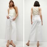 Veronica Beard  Taylor High-Rise Wide-Leg Jeans Cropped Frayed White Size 27 Photo 1