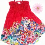 Anthropologie  Deletta Epona Tropical Bird Floral Mock Sleeveless Top Red Photo 4