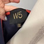 W5 Multicolored Navy Blouse Tie Front Cap Sleeve Embroidered Floral Career Photo 1