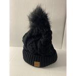 Panache Women's Chunky Black Cable Knit Winter Pom Beanie Photo 3
