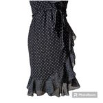 Black house white market black and white wrap ruffle polkadot dress size 10 Photo 5