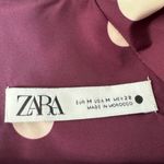 ZARA Women’s Purple Polkadot Puff Sleeve Square Neck Taffeta Blouse Size M Photo 1