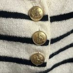 J.Crew  Henley Crop Sweater Tank in Black Stripe Merino Wool & Linen Blend sz M Photo 4