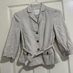 Banana Republic Linen Blend Beige Tie Waist Blazer Jacket 3/4 Sleeve Sz 2 Photo 6