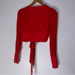 LPA Revolve  red wrap crop top‎ - size XXS Silk Blend CP Photo 3